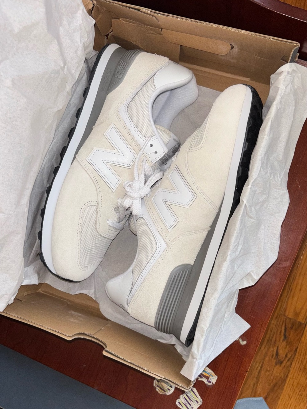 New Balance Men’s 574 V3 Sneaker - Nimbus Cloud/White - 12X Wide - Picture 4 of 10